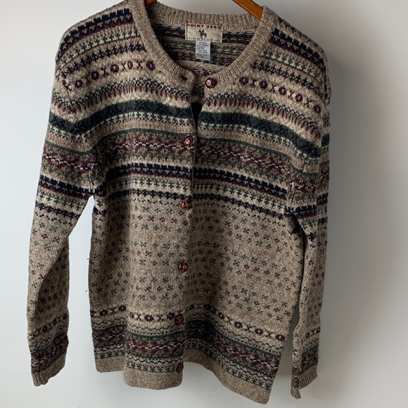 Women's 100% Wool Patterned Cardigan Sweater - Picture 14 of 16